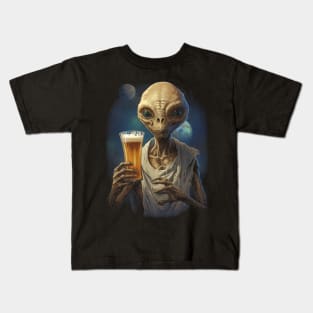 Alien Hold My Beer Art Kids T-Shirt